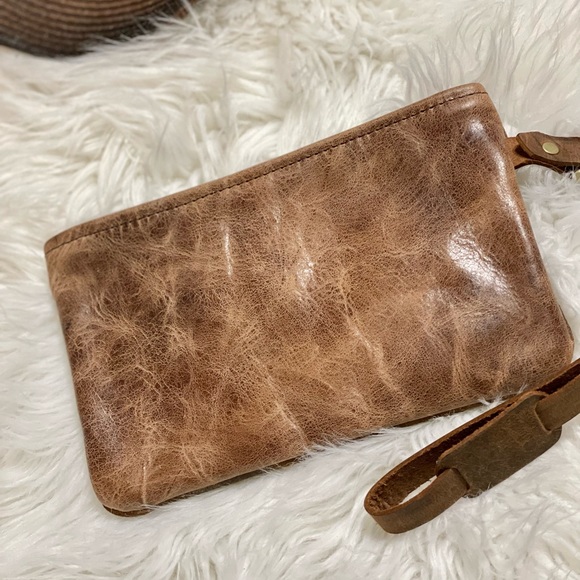 Cowhide Wristlet Clutch unique distressed front /solid brown leather back - Picture 9 of 9